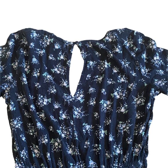 American Eagle Outfitters Bell Sleeve Floral Romper-Size M-Navy Blue-GUC - Picture 8 of 9